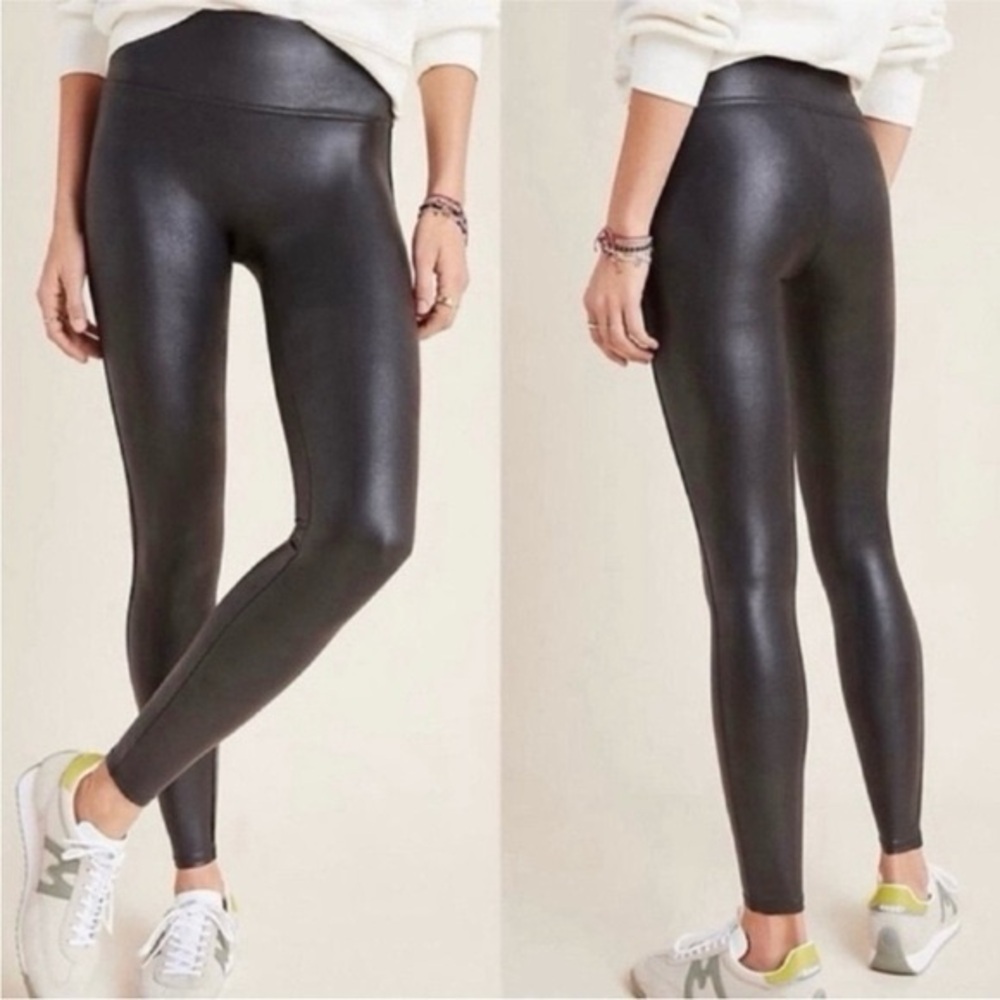 SPANX Faux Leather Leggings 7/8 Womens Black Pant Size Large